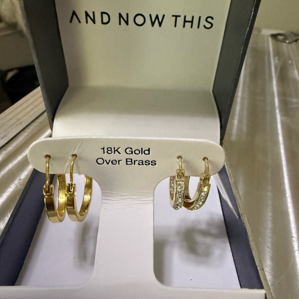 Gold Hoop Earrings Set
